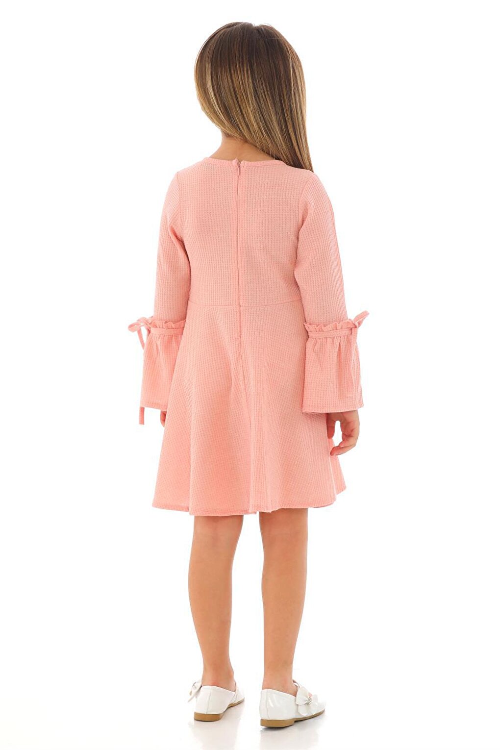 Girl's Salmon Colored Long Sleeve Dress