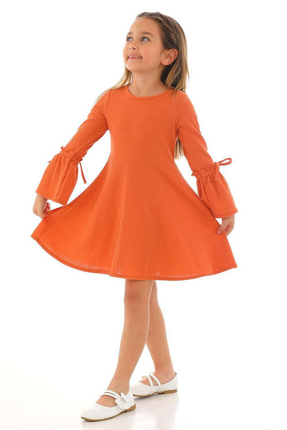 Girl's Brick Colored Long Sleeve Dress