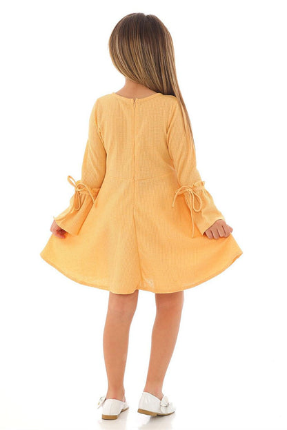 Girl's Yellow Colored Long Sleeve Dress