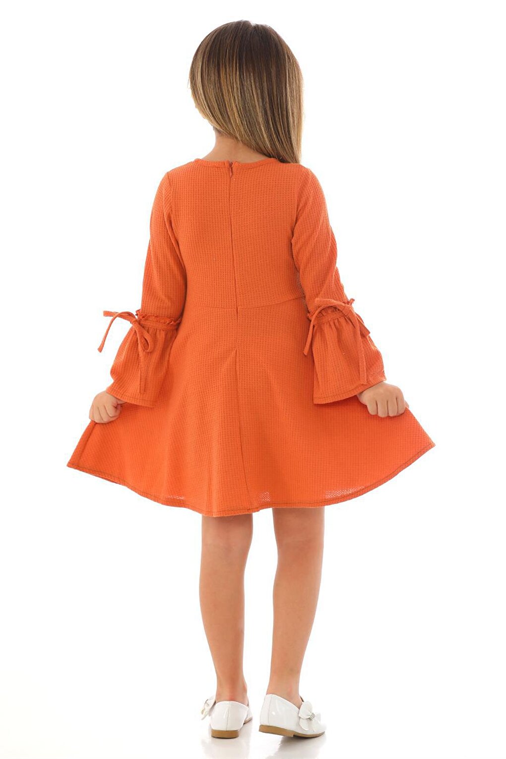 Girl's Brick Colored Long Sleeve Dress