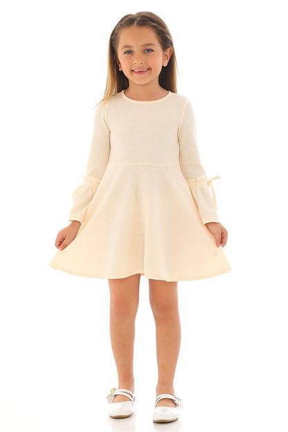 Girl's Ecru Colored Long Sleeve Dress