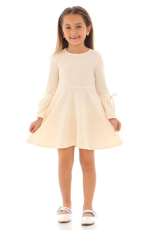 Girl's Ecru Colored Long Sleeve Dress