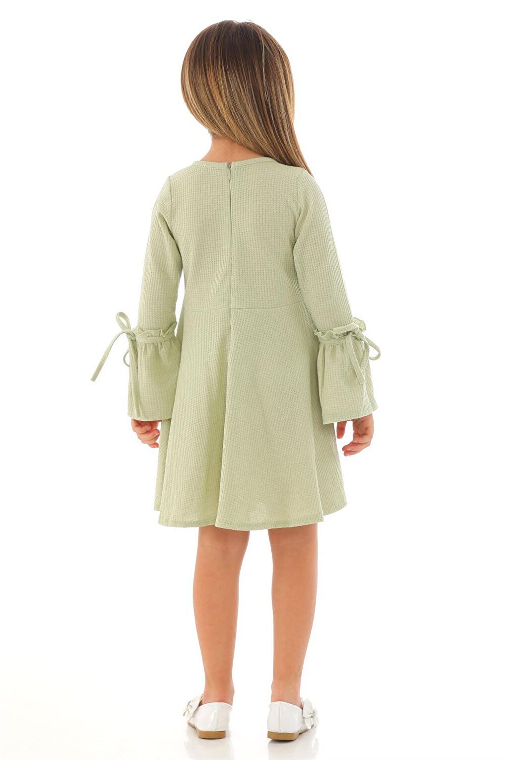 Girl's Green Colored Long Sleeve Dress