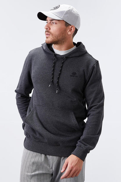 Anthracite Melange Kangaroo Pocket Standard Fit Hooded Men's Sweatshirt - 87872