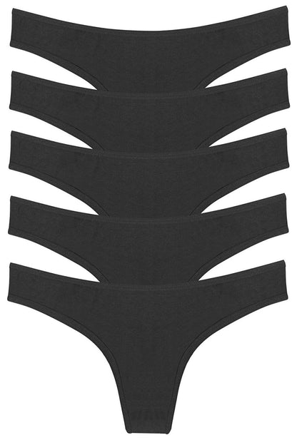 Women's Thong 5-Piece Panties Lycra Cotton