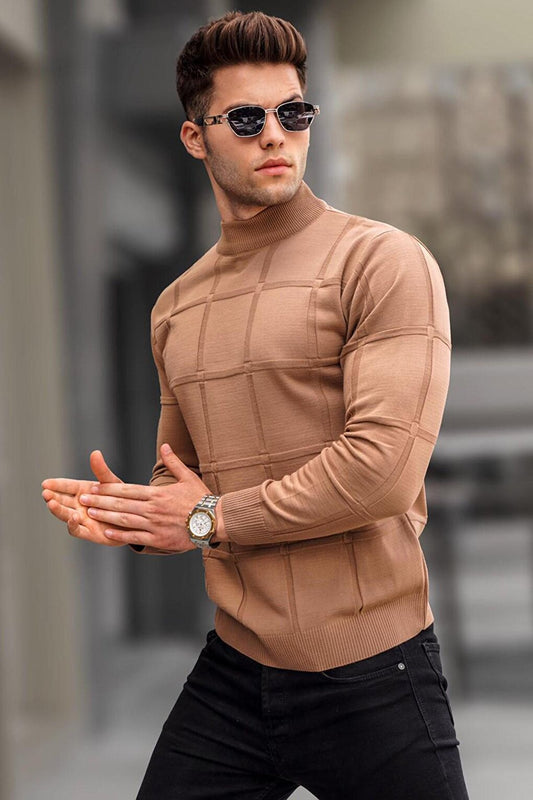 Beige Turtleneck Knitwear Sweater 5784