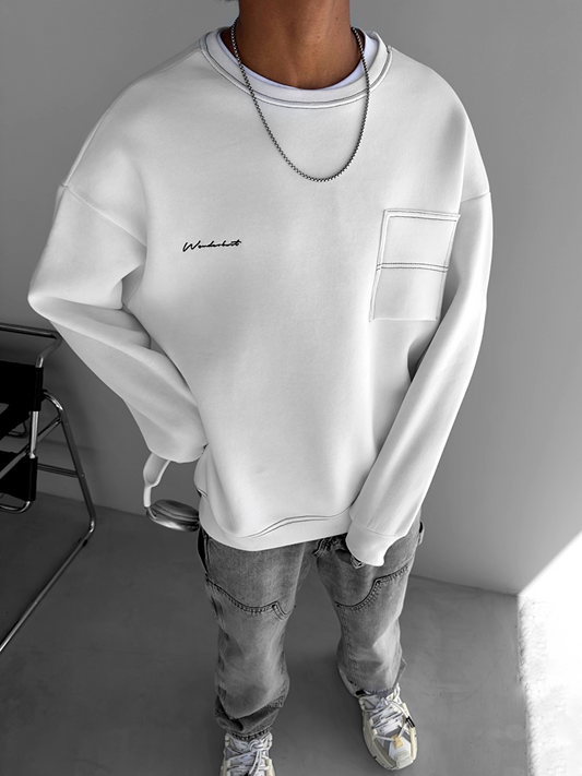 Oversize Pocket Detailed Sweatshirt White