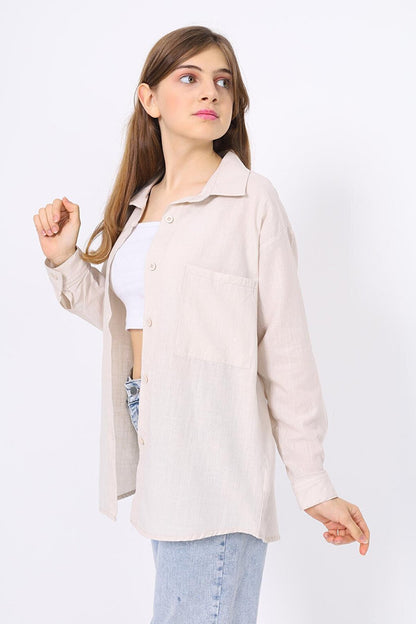 Girl's Collar and Back Printed Shirt 9-14 Years LX237-1