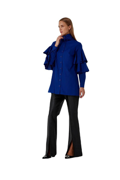 Ruffle Detailed Saks Shirt