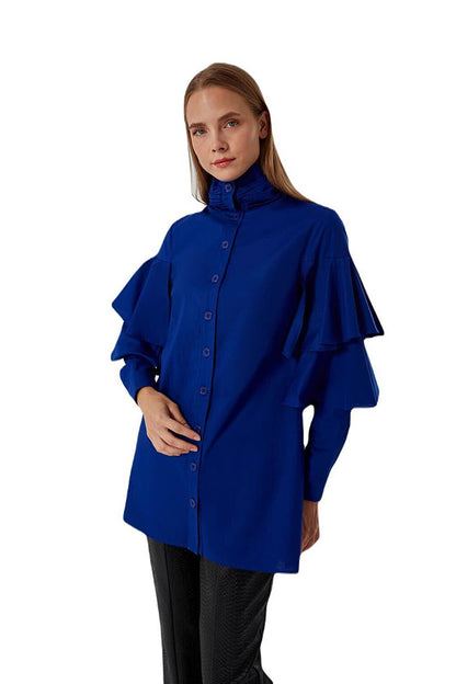 Ruffle Detailed Saks Shirt