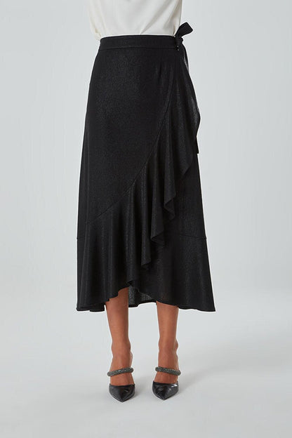 Black Skirt with Ruffles on the Side