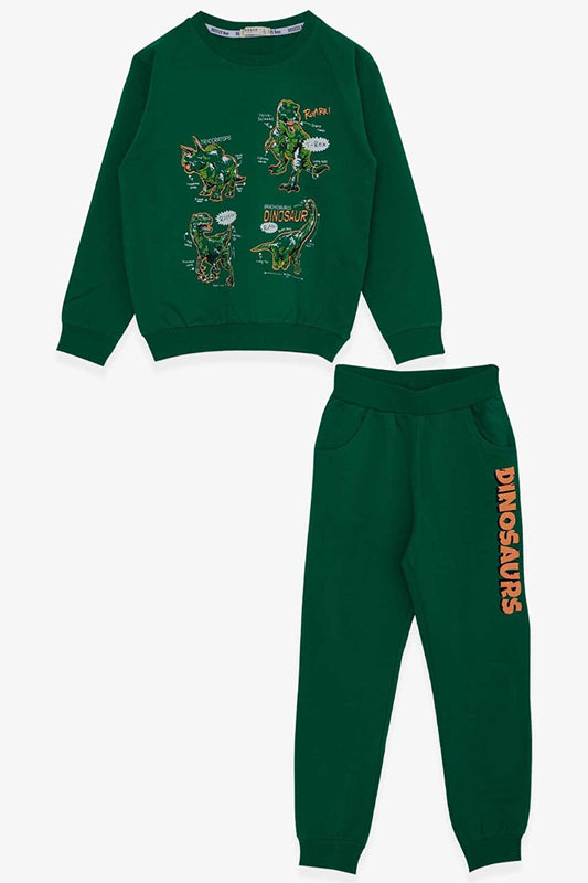 Boy's Tracksuit Set Warrior Dinosaurs Printed Green (4-5 Years)