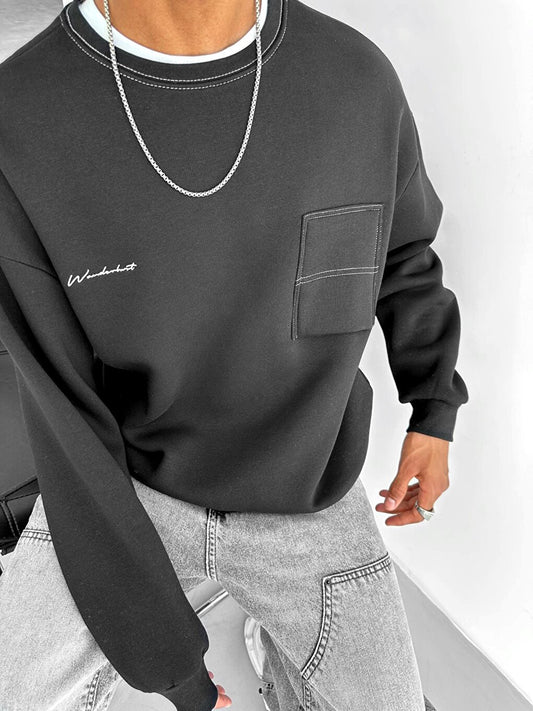 Oversize Pocket Detailed Sweatshirt Black