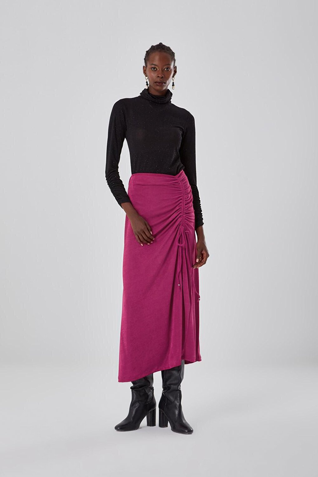 Gathered Fuchsia Buzy Skirt