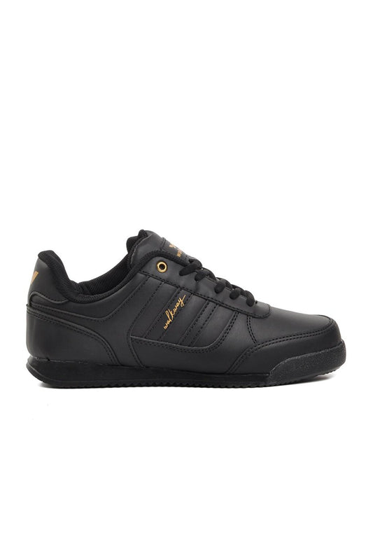 Effective PU Black-Gold Lace-Up Unisex Sneaker