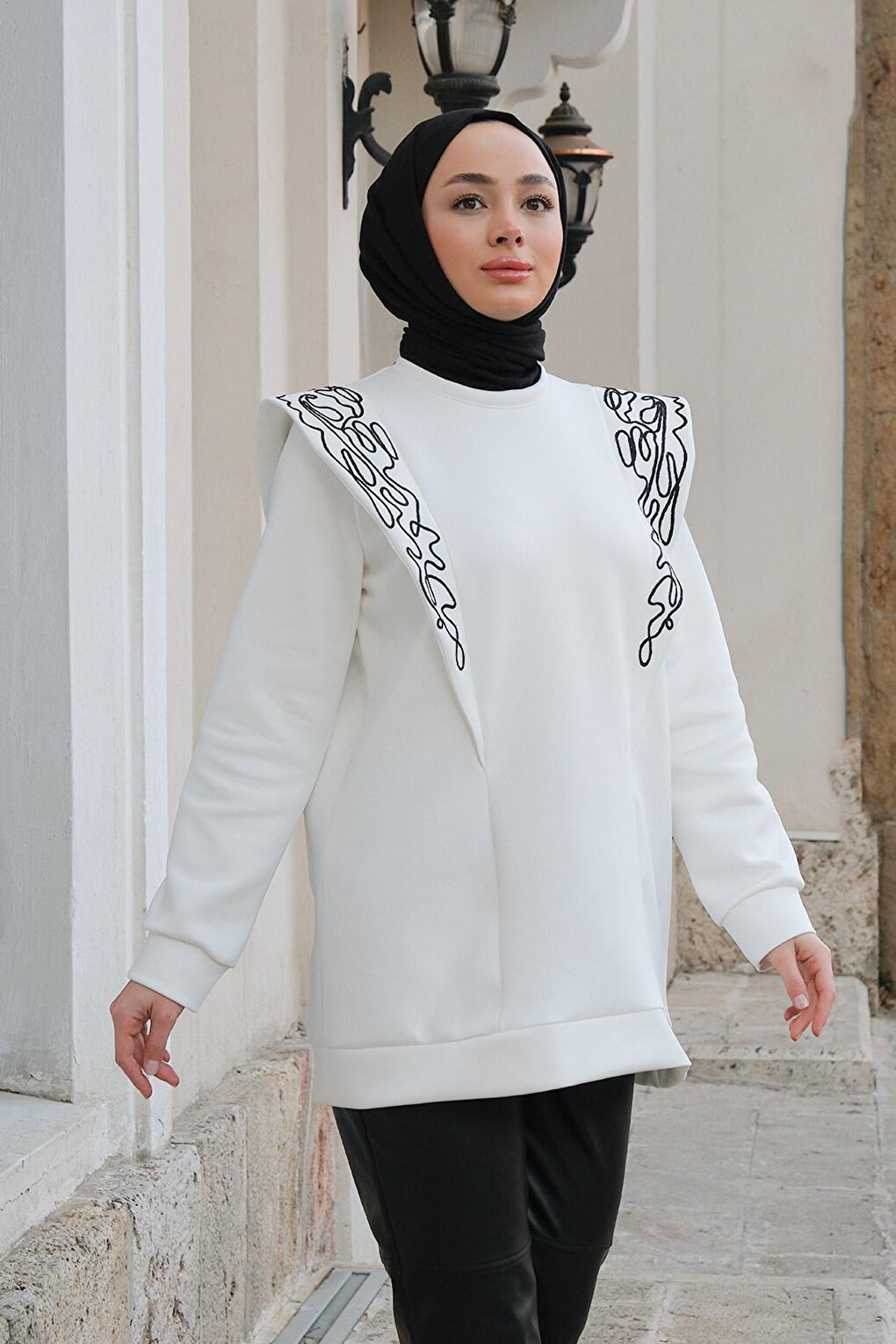 Scuba Embroidered Tunic White