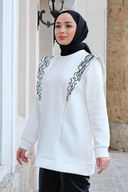 Scuba Embroidered Tunic White