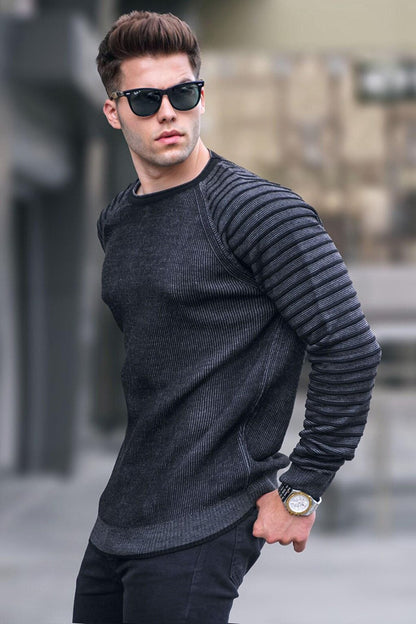 Black Crew Neck Knitwear Sweater 5766