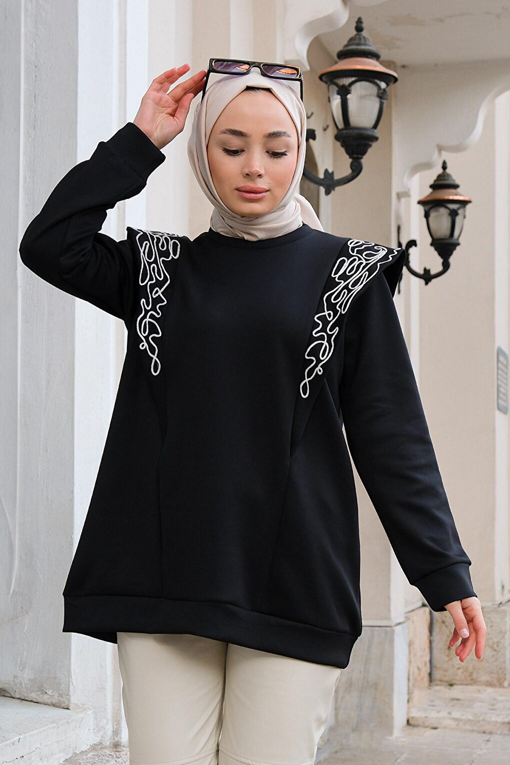 Scuba Embroidered Tunic Black