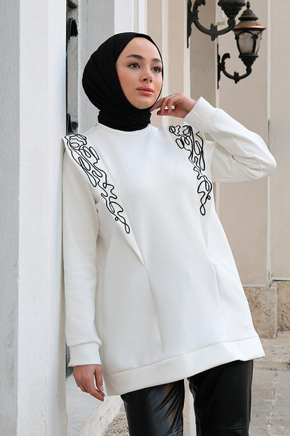 Scuba Embroidered Tunic White