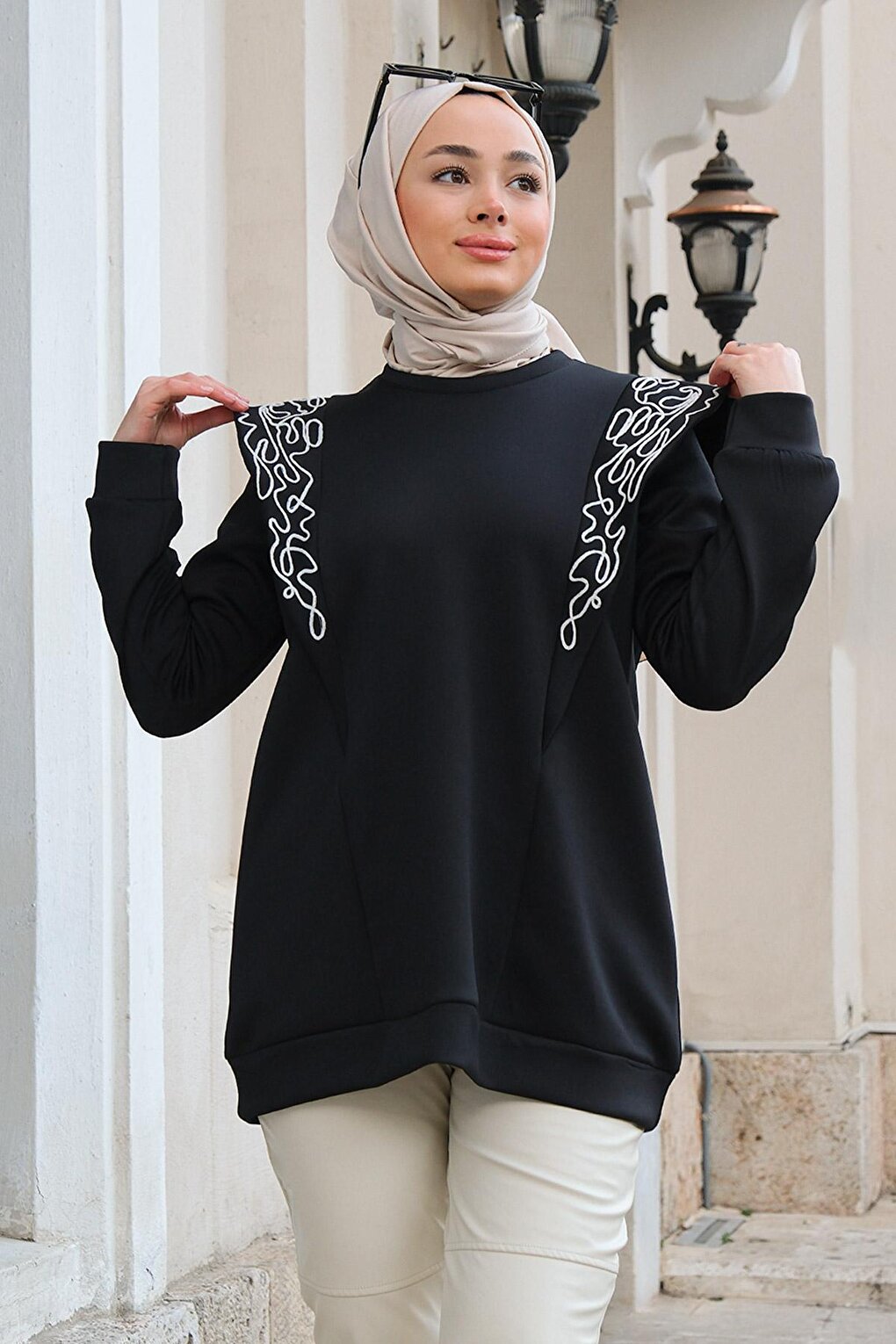 Scuba Embroidered Tunic Black