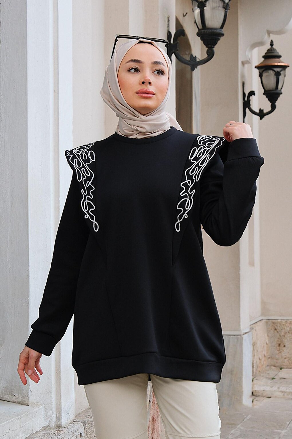 Scuba Embroidered Tunic Black