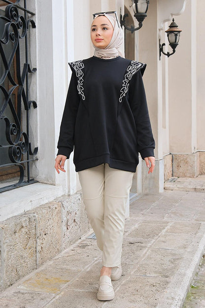 Scuba Embroidered Tunic Black