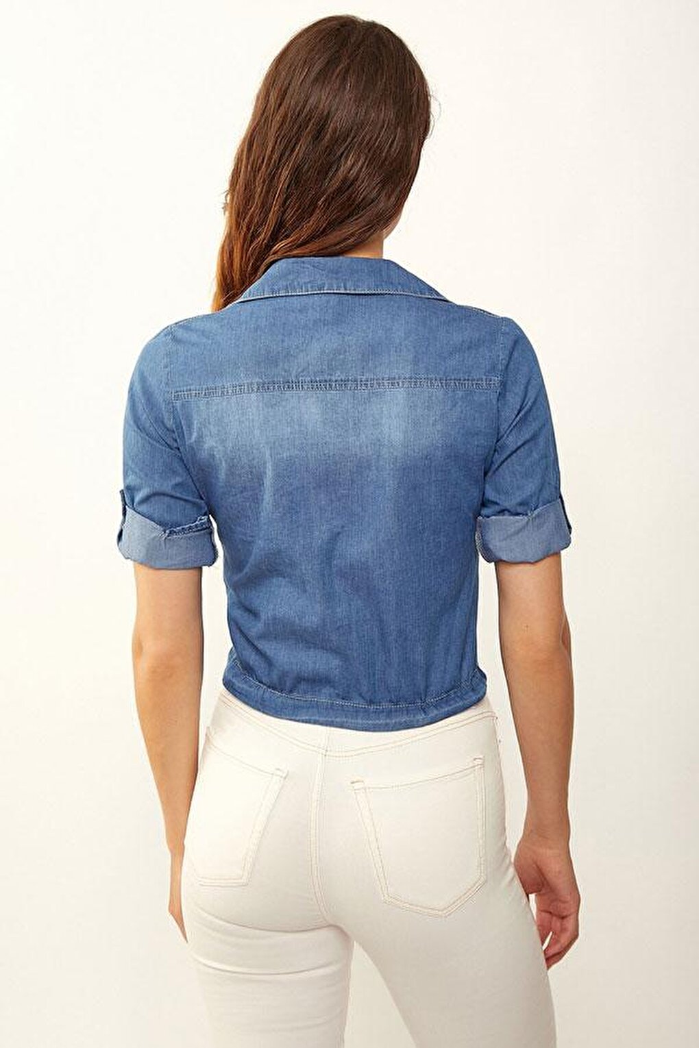 3460 Jean Shirt with Tied Skirt - Blue