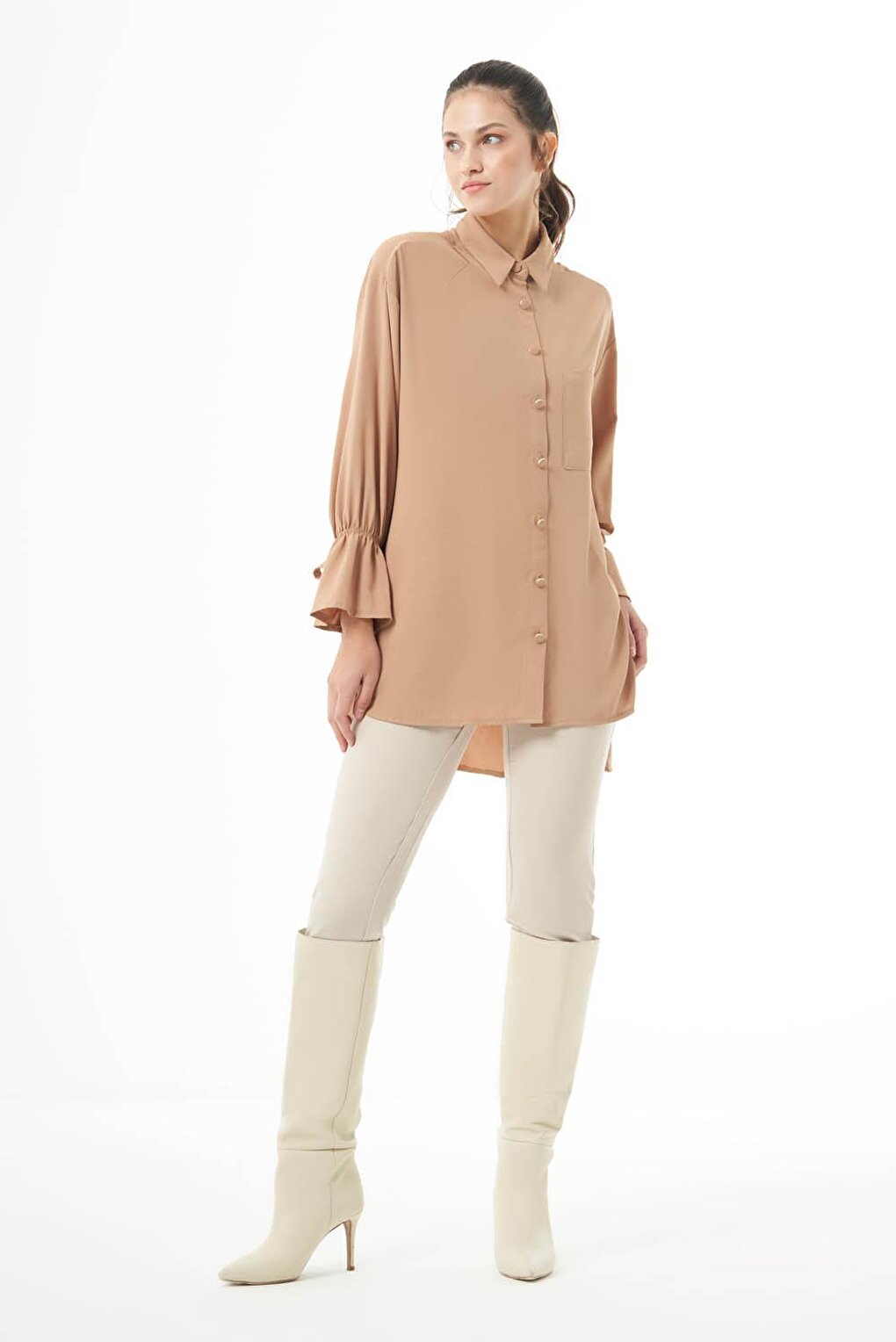 Patterned Textured Tan Tunic