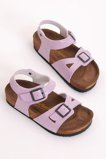 Children's Unisex Lilac Comfortable Poly Sole Double Buckle Sandals