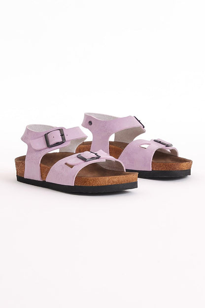 Children's Unisex Lilac Comfortable Poly Sole Double Buckle Sandals