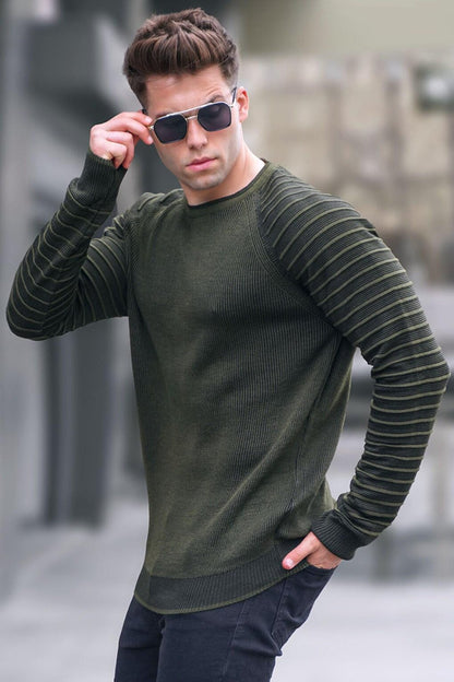 Khaki Crew Neck Knitwear Sweater 5766