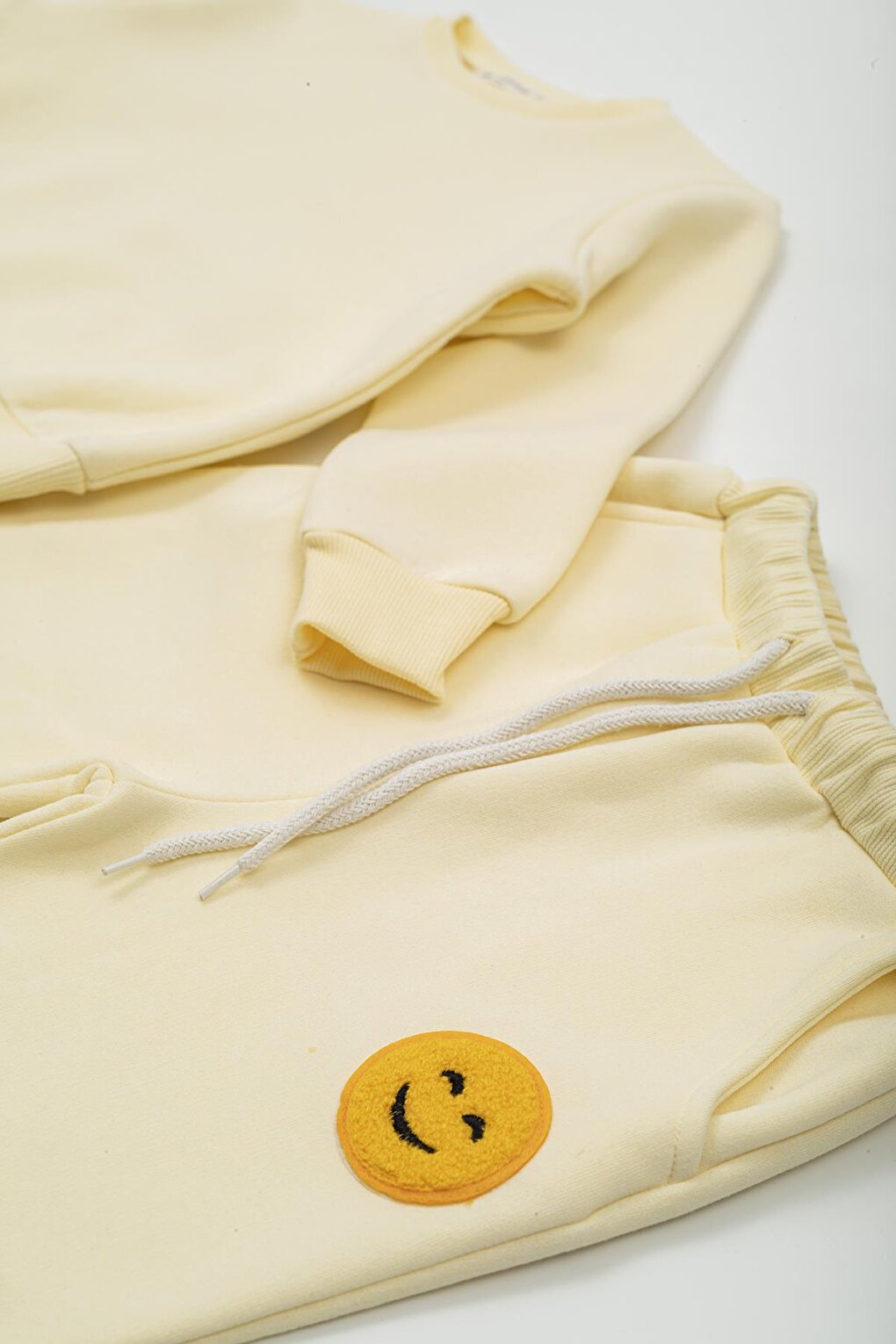 Yellow Bottom and Top Set with Yellow Emoji Embroidery