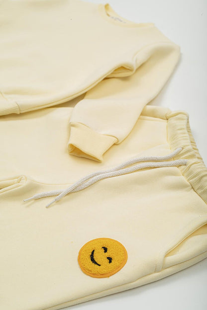 Yellow Bottom and Top Set with Yellow Emoji Embroidery