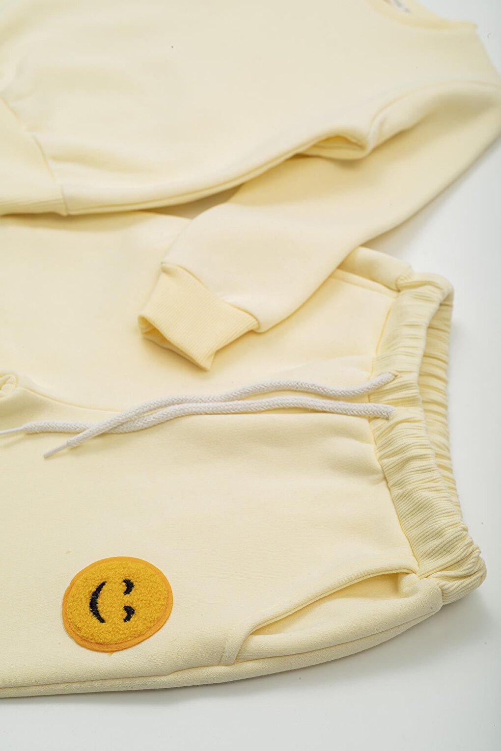 Yellow Bottom and Top Set with Yellow Emoji Embroidery