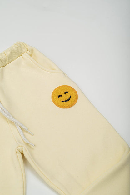 Yellow Bottom and Top Set with Yellow Emoji Embroidery