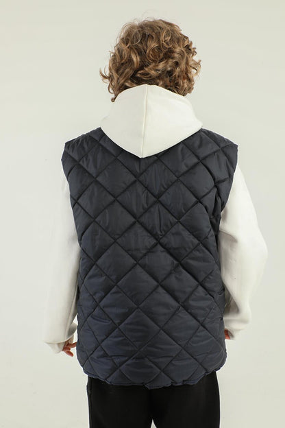 High Collar Button Detailed Boy's Vest