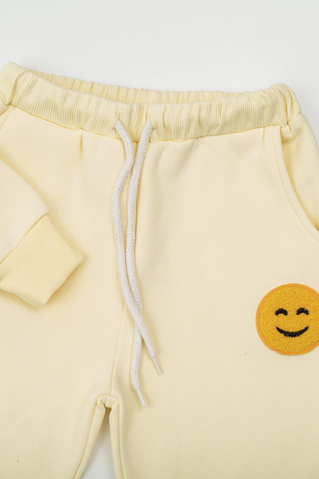 Yellow Bottom and Top Set with Yellow Emoji Embroidery