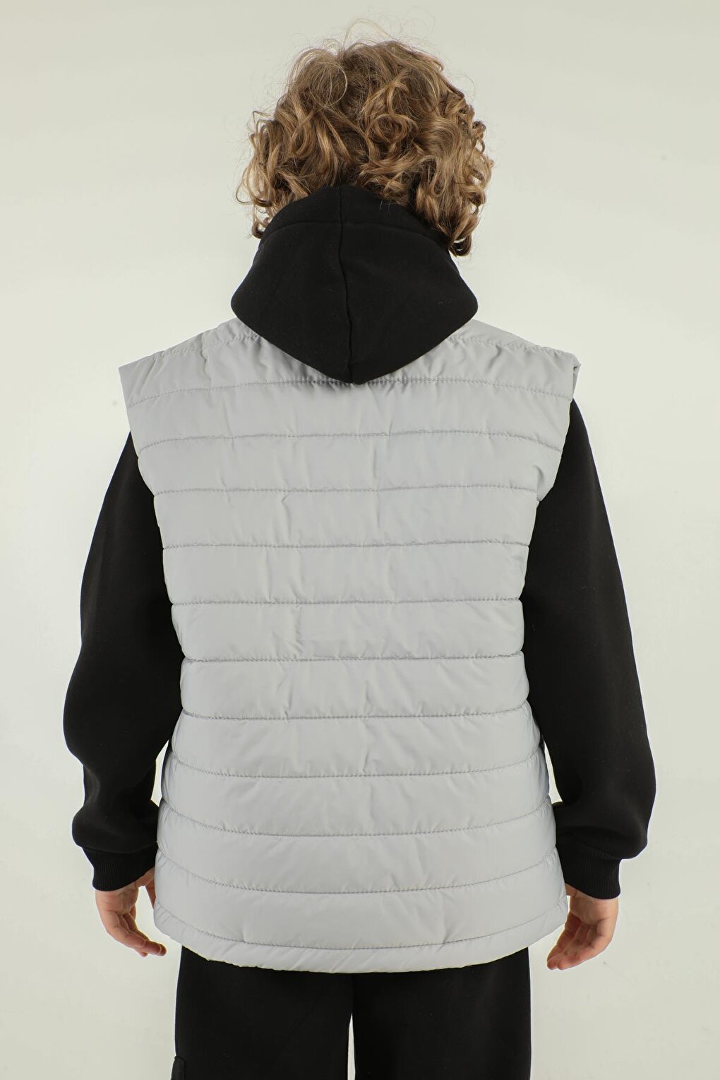 High Collar Zipper Double Pocket Detailed Boy's Puffer Vest