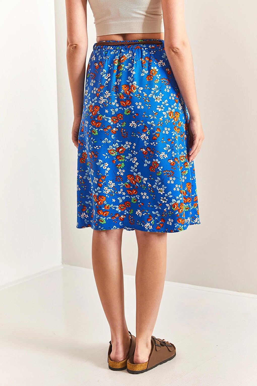 Women's Belted Patterned Skirt