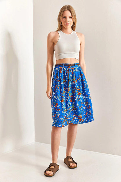 Women's Belted Patterned Skirt