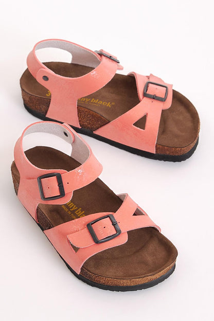 Children's Unisex Pomegranate Blossom Comfortable Poly Sole Double Buckle Sandals