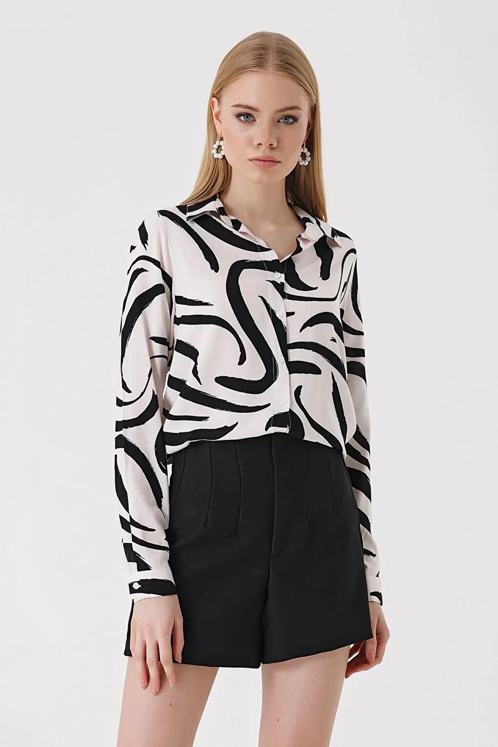 Women's White Patterned Fit Viscose Shirt HZL23W-BD137851