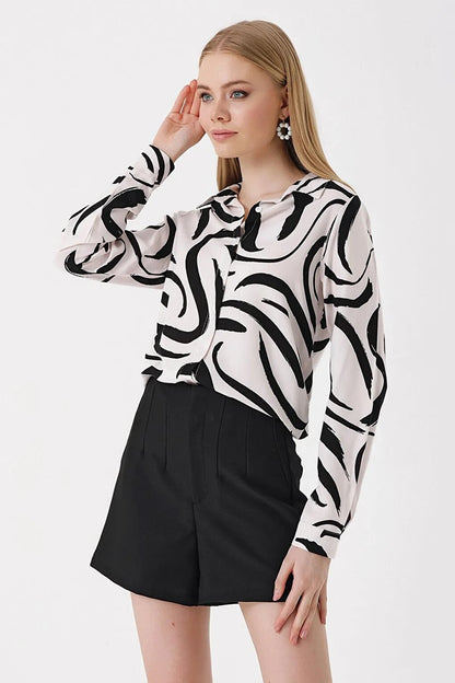 Women's White Patterned Fit Viscose Shirt HZL23W-BD137851