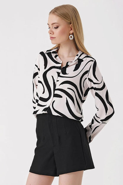 Women's White Patterned Fit Viscose Shirt HZL23W-BD137851