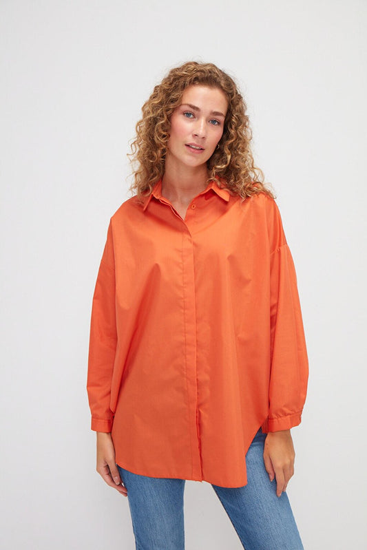 Plain Long Sleeve Oversize Poplin Shirt