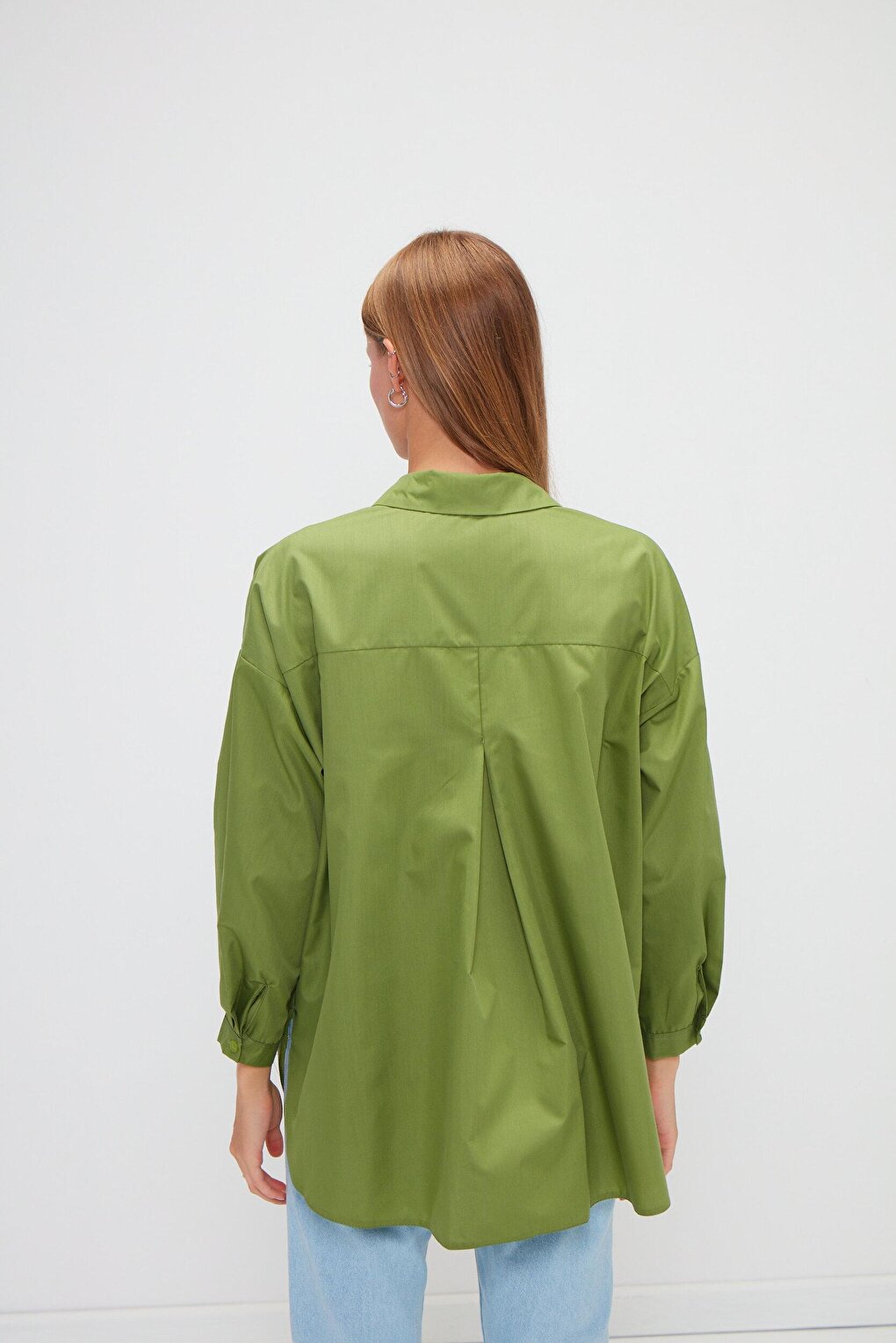 Plain Long Sleeve Oversize Poplin Shirt