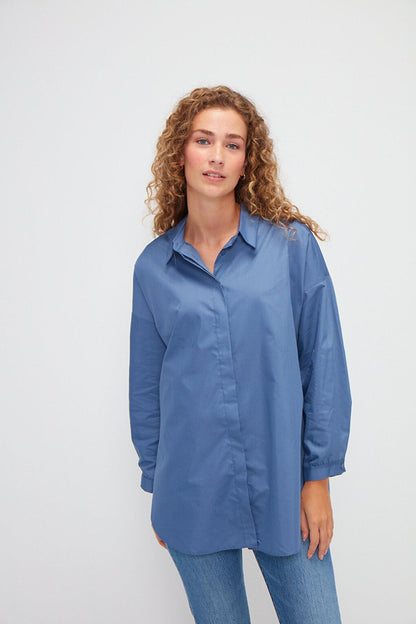 Plain Long Sleeve Oversize Poplin Shirt