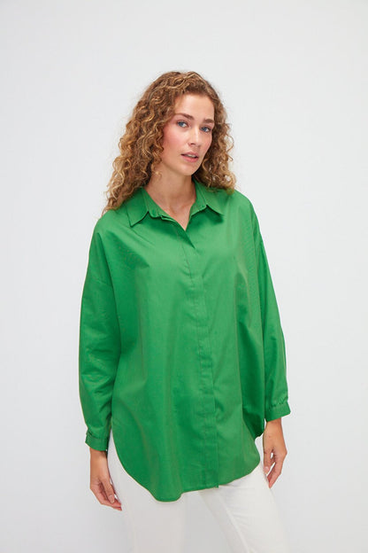 Plain Long Sleeve Oversize Poplin Shirt