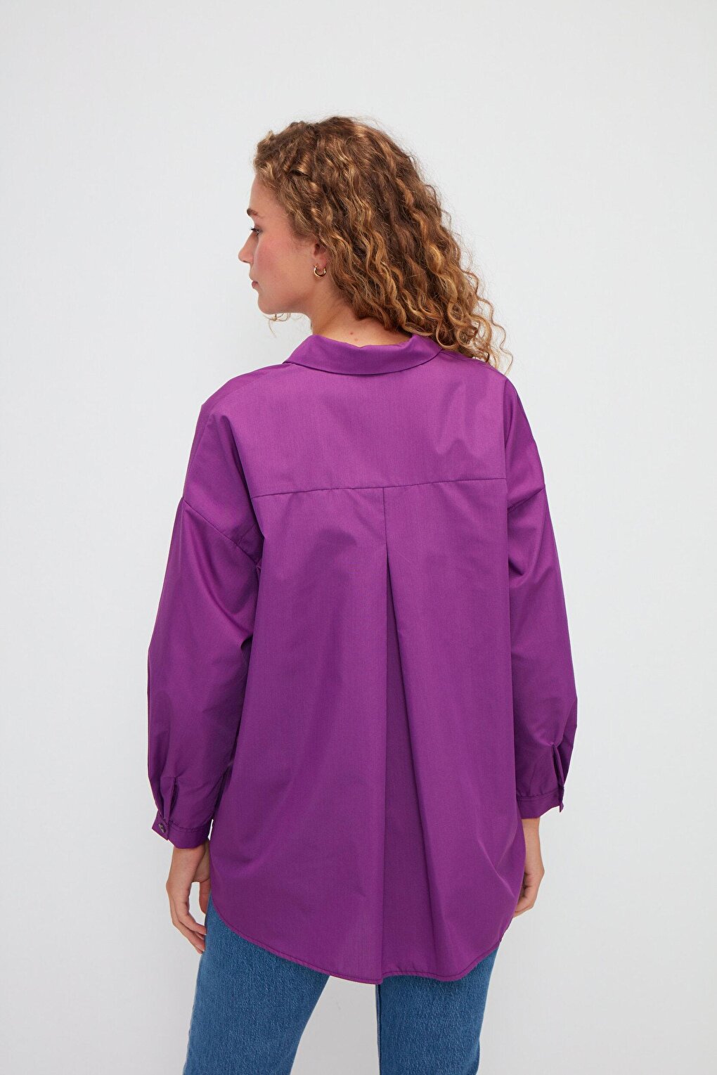 Plain Long Sleeve Oversize Poplin Shirt